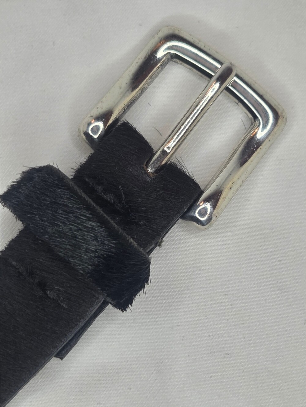 AL&C Black Calf Hair Leather Buckle Bracelet - Picture 3 of 7